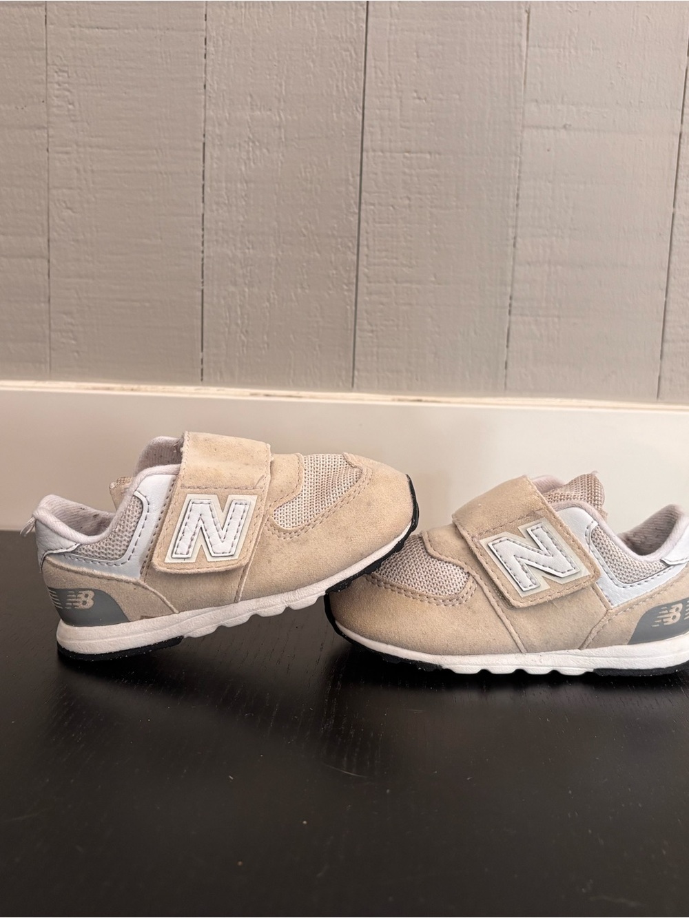 New Balance Kids Beige Velcro Sneakers